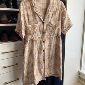 Everlane Checked Linen Workwear Dress